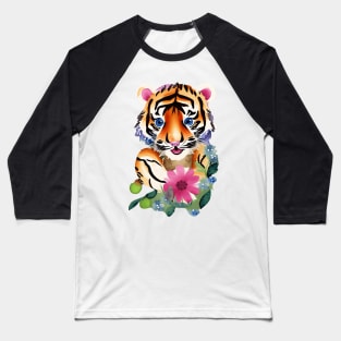 Cute Watercolor Baby Tiger Baseball T-Shirt